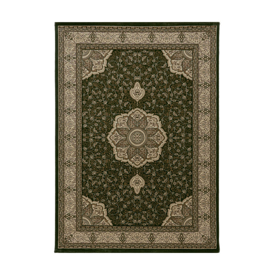 Wohnzimmer Teppich Kurzflor Design Orient Teppich Klassik Ornamente Bordüre Grün