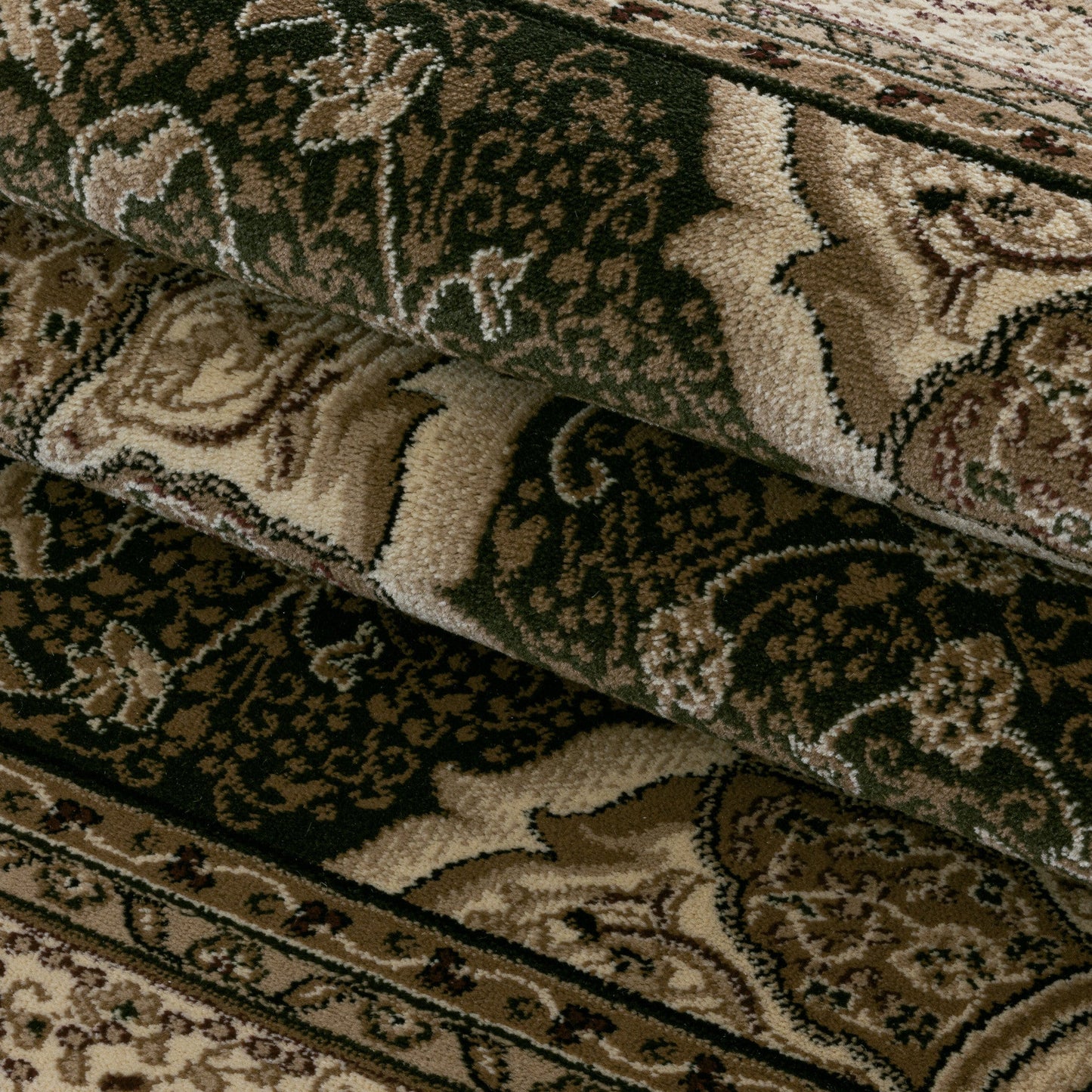 Wohnzimmer Teppich Kurzflor Design Orient Teppich Klassik Ornamente Bordüre Grün