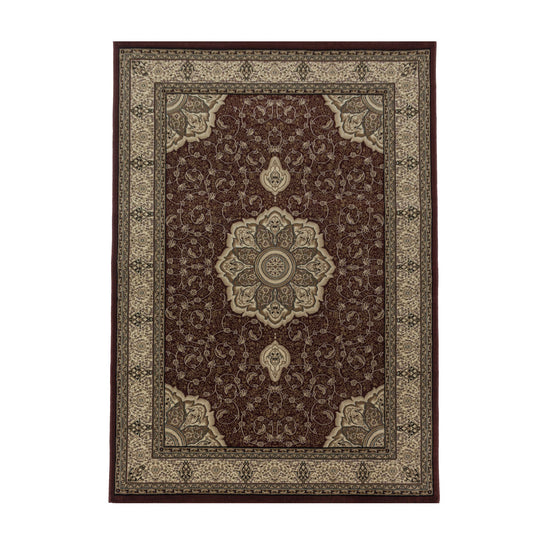 Wohnzimmer Kurzflor Teppich Design Orient Teppich Klassik Ornamente Bordüre Rot