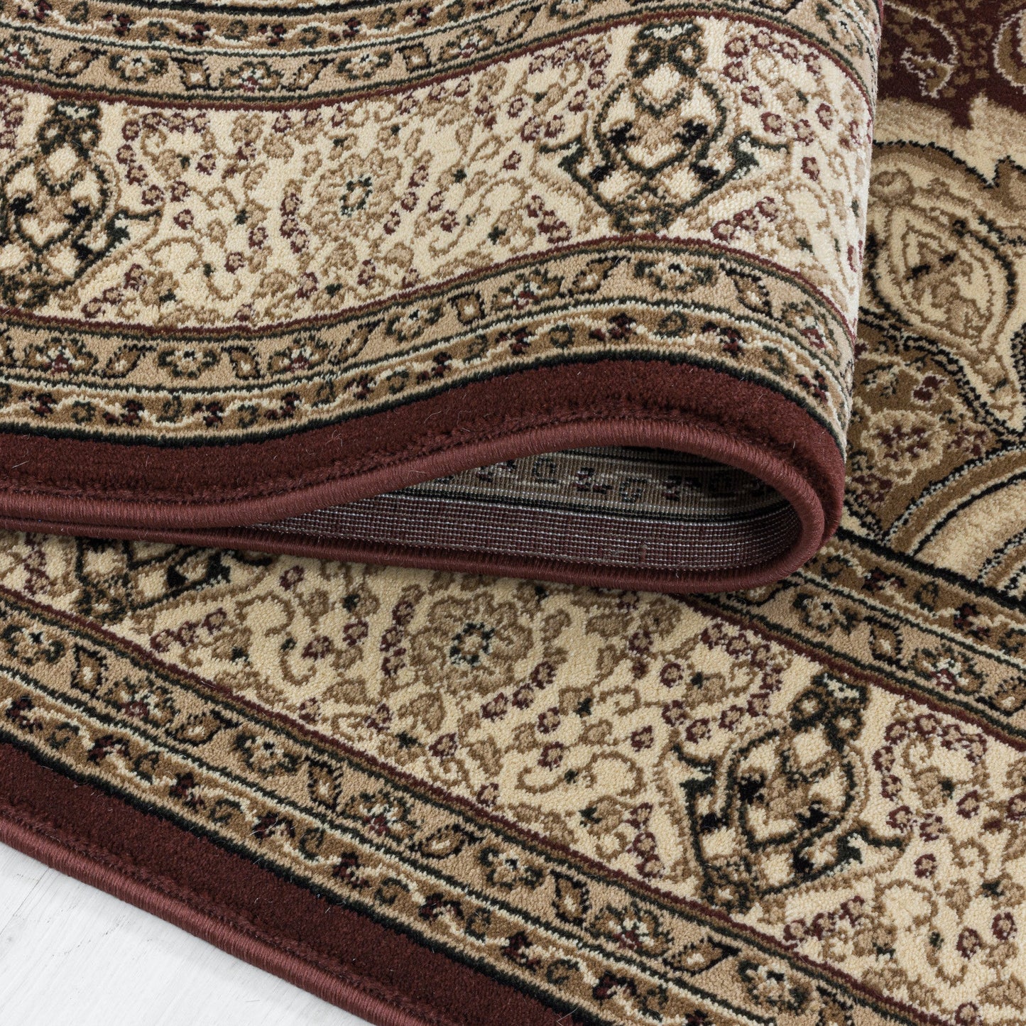 Wohnzimmer Kurzflor Teppich Design Orient Teppich Klassik Ornamente Bordüre Rot