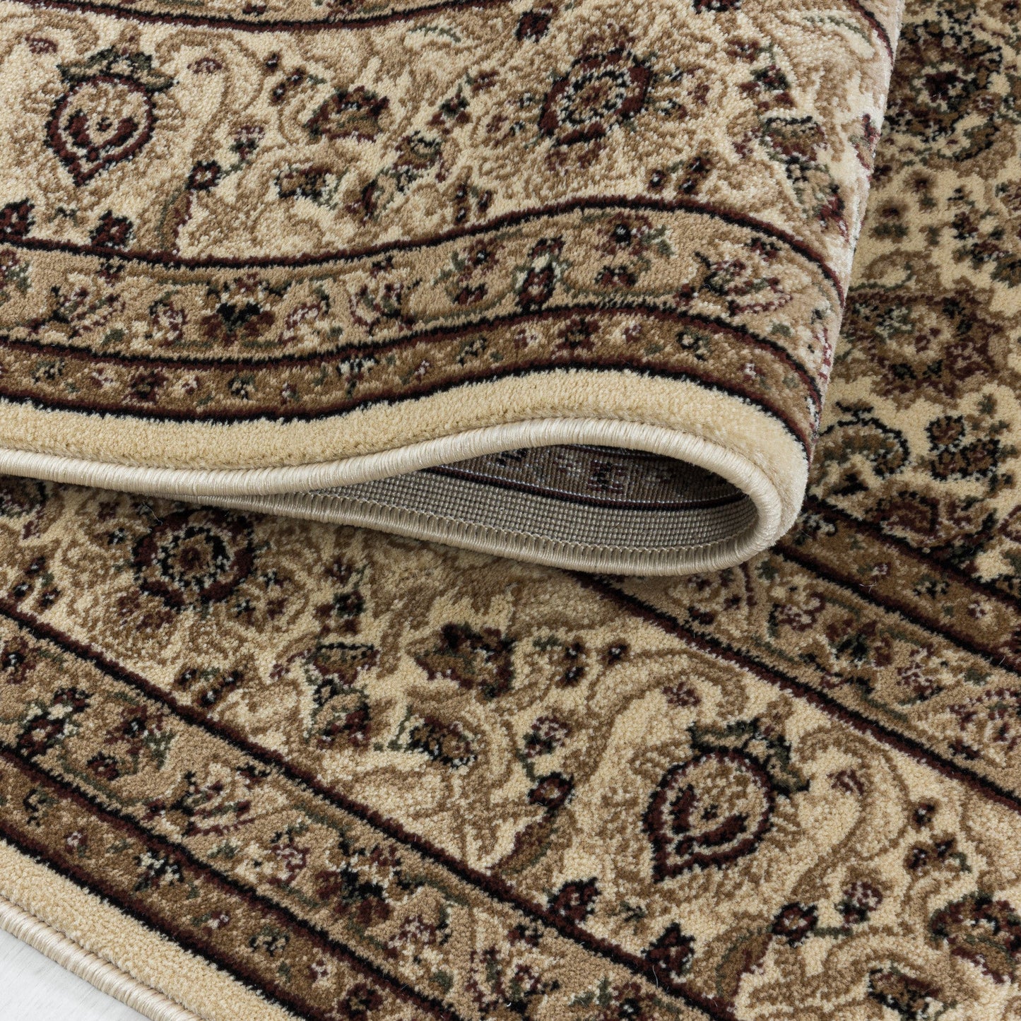 Wohnzimmer Kurzflor Teppich Design Orient Teppich Klassik Antike Ornamente Beige