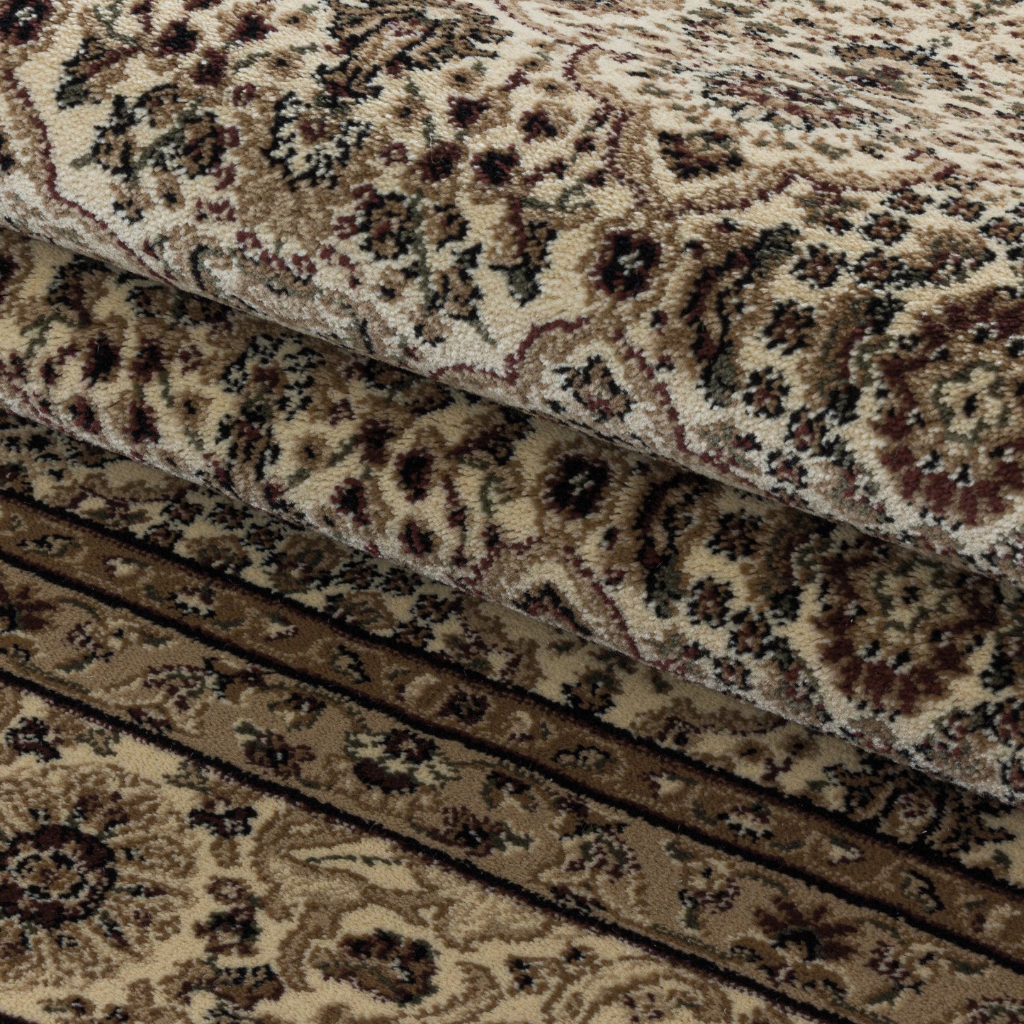 Wohnzimmer Kurzflor Teppich Design Orient Teppich Klassik Antike Ornamente Beige
