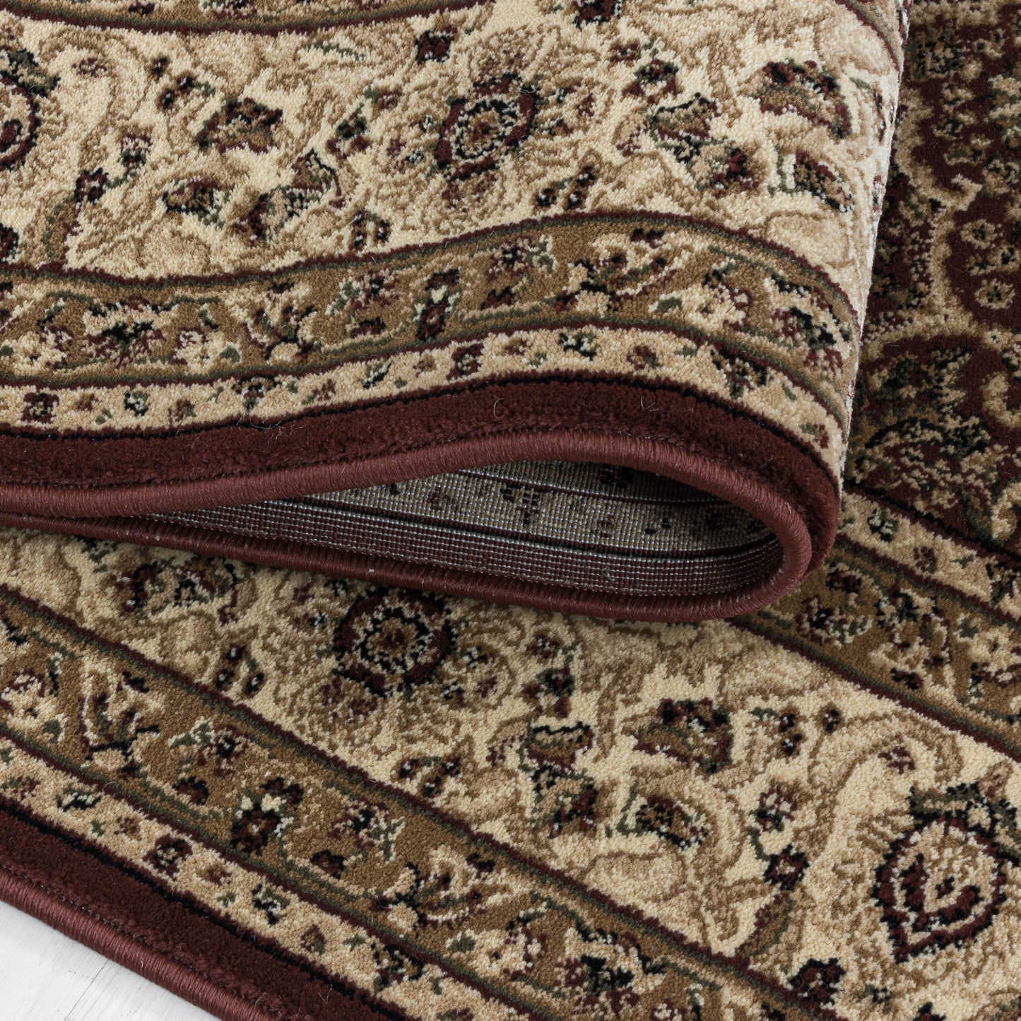Wohnzimmer Kurzflor Teppich Design Orient Teppich Klassik Antike Ornamente Rot