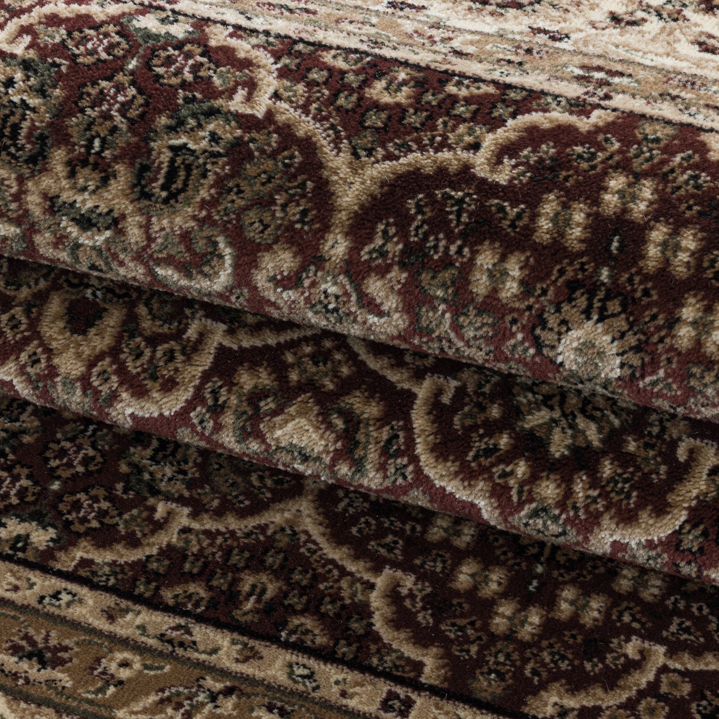 Wohnzimmer Kurzflor Teppich Design Orient Teppich Klassik Antike Ornamente Rot