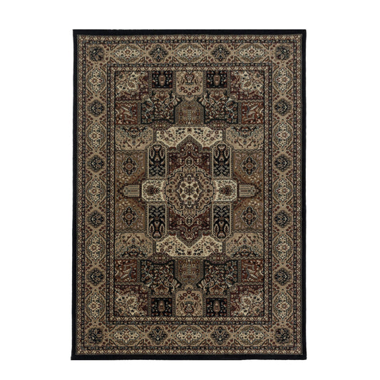 Wohnzimmer Kurzflor Teppich Design Orient Teppich Klassik Antik Ornament Schwarz