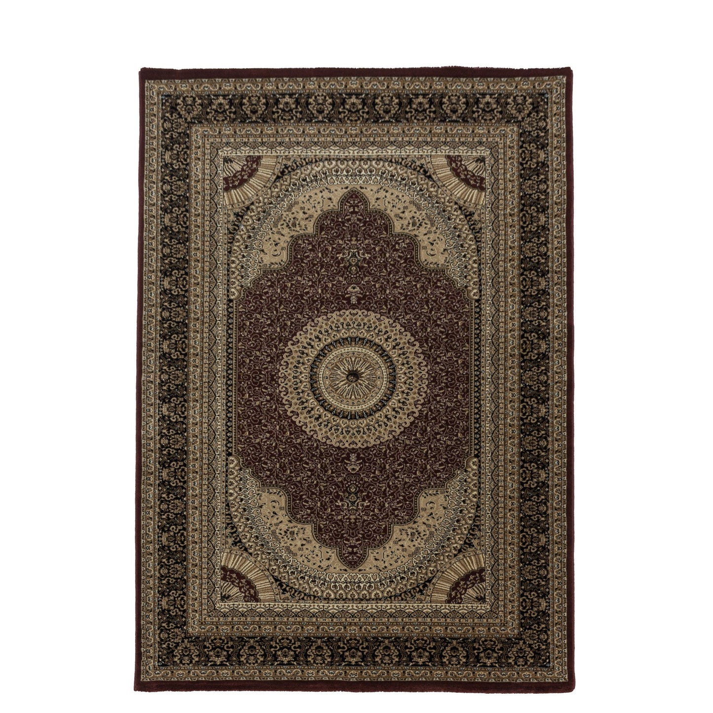 Wohnzimmer Kurzflor Teppich Design Orient Teppich Klassik Antike Bordüre Rot