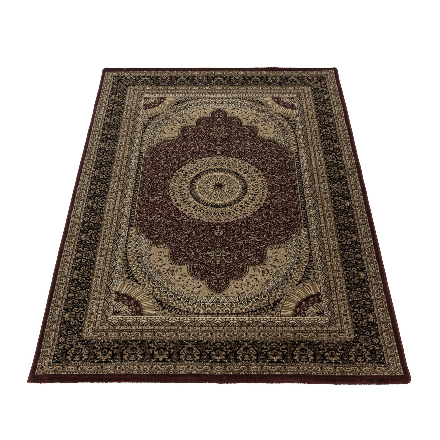 Wohnzimmer Kurzflor Teppich Design Orient Teppich Klassik Antike Bordüre Rot