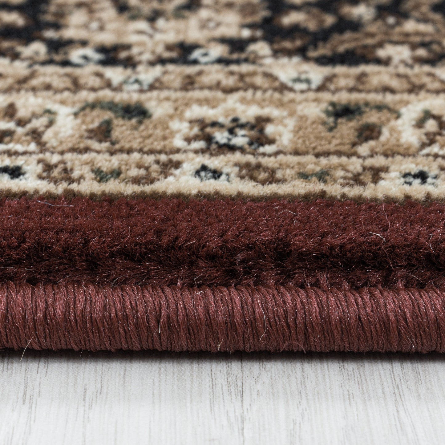 Wohnzimmer Kurzflor Teppich Design Orient Teppich Klassik Antike Bordüre Rot
