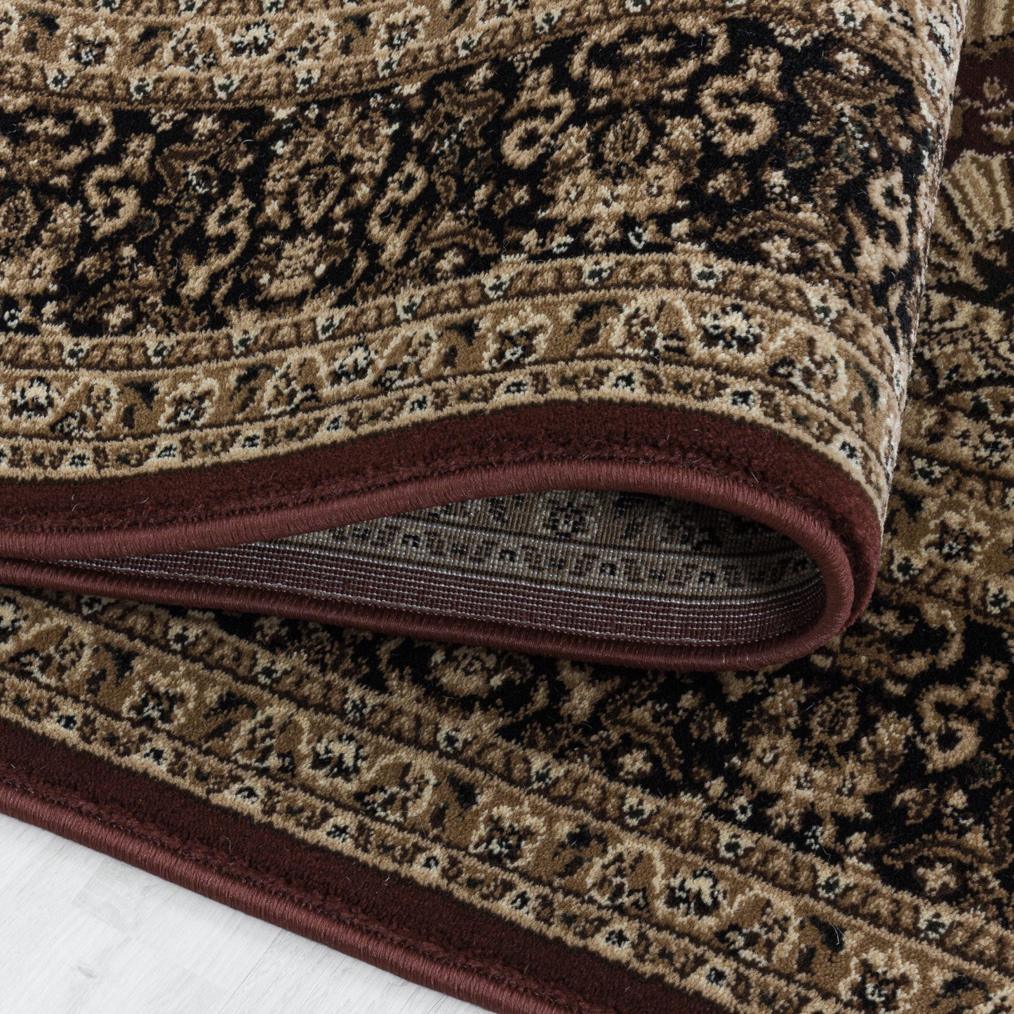 Wohnzimmer Kurzflor Teppich Design Orient Teppich Klassik Antike Bordüre Rot