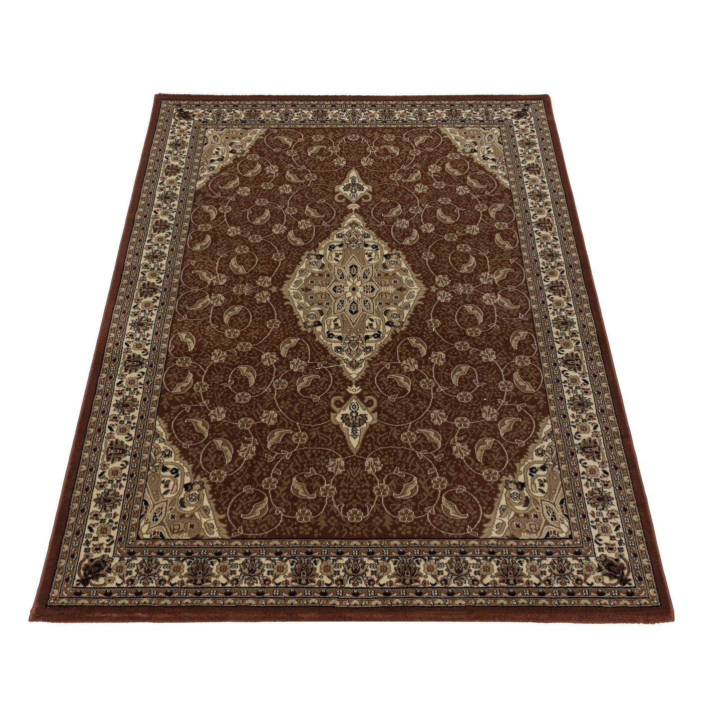 Wohnzimmer Kurzflor Teppich Design Orient Teppich Klassik Antike Bordüre Terra