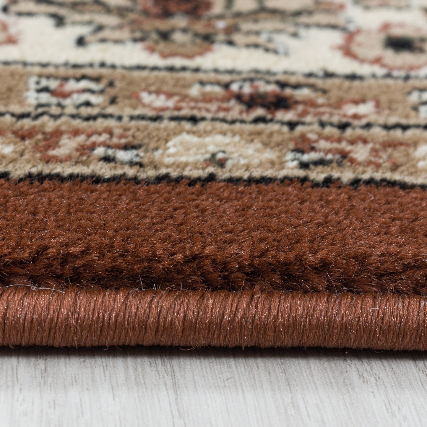 Wohnzimmer Kurzflor Teppich Design Orient Teppich Klassik Antike Bordüre Terra