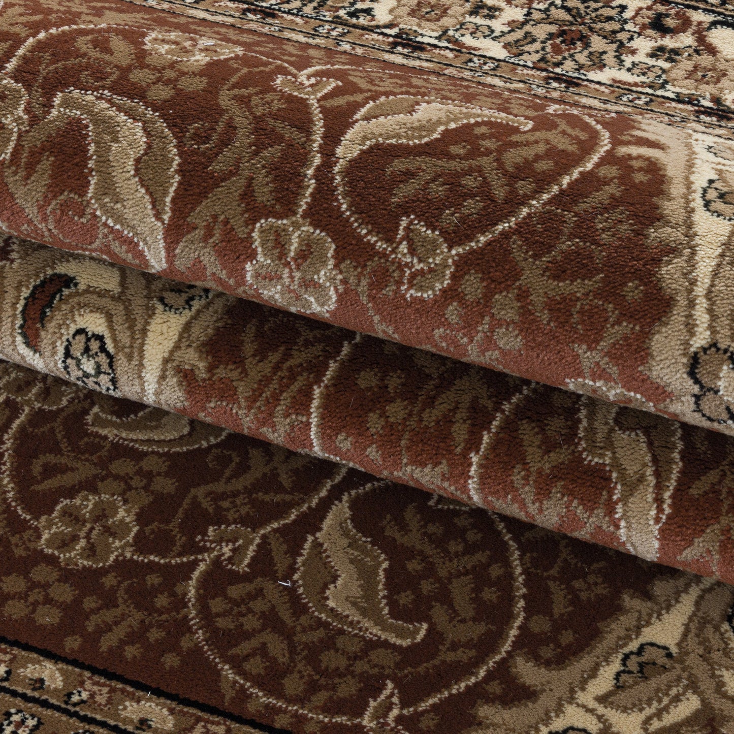 Wohnzimmer Kurzflor Teppich Design Orient Teppich Klassik Antike Bordüre Terra