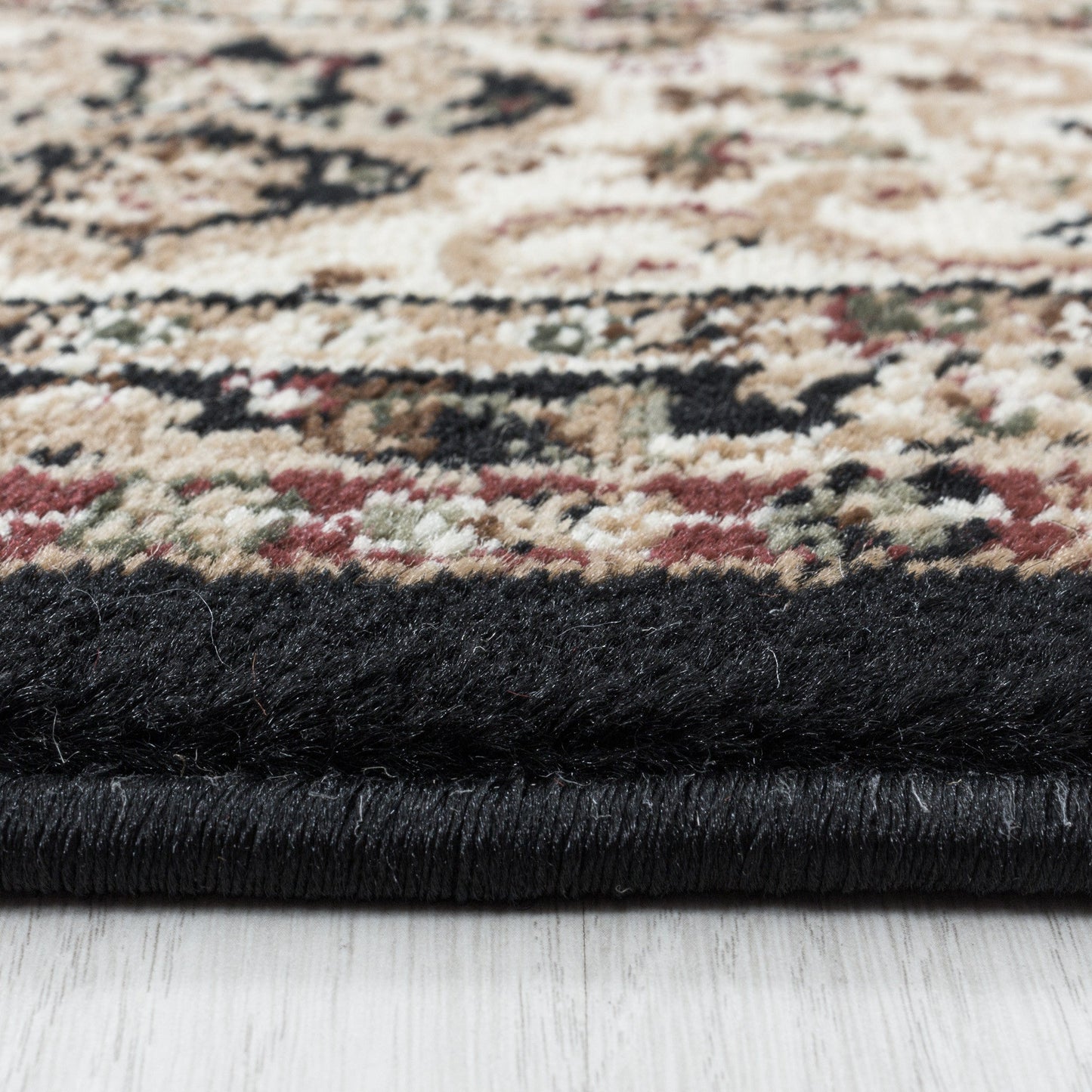 Kurzflor Teppich Klassik Design Orient Antike Nain Wohnzimmer Teppich Schwarz