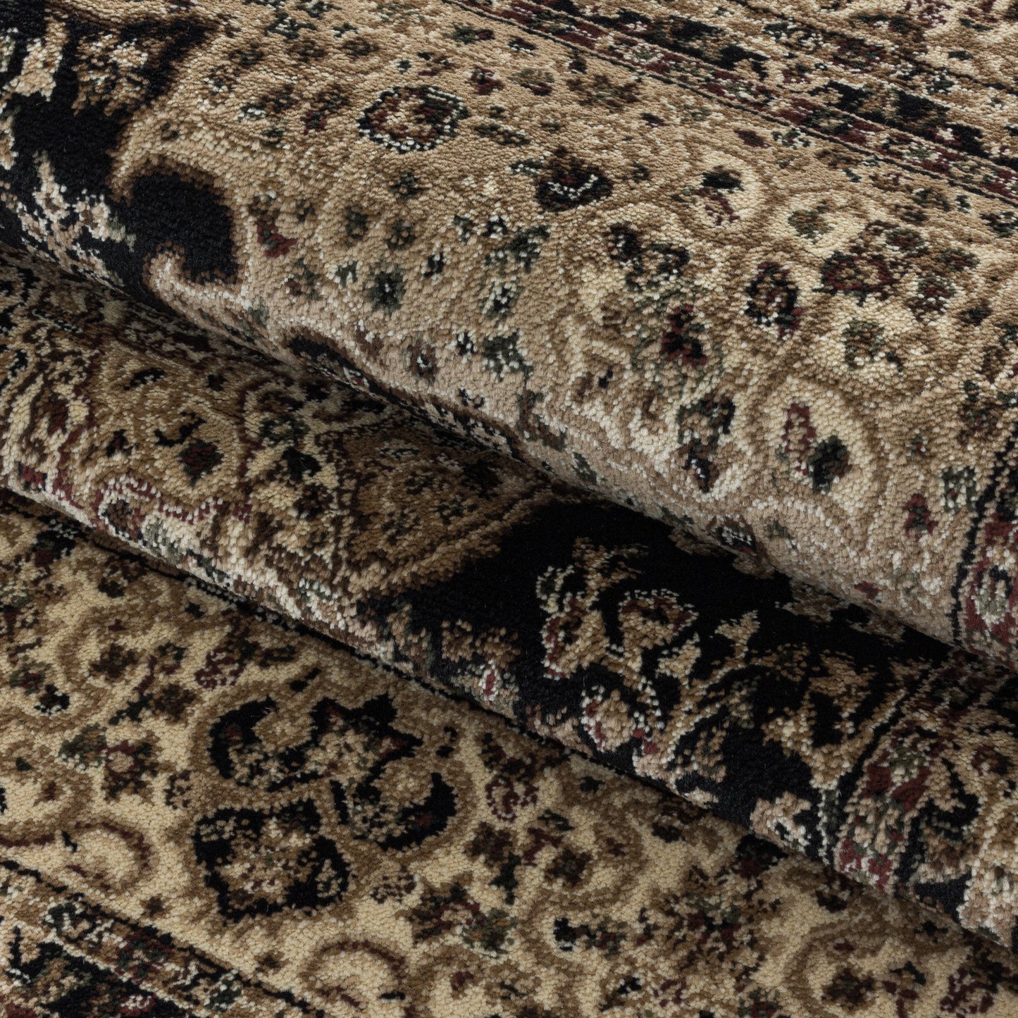 Kurzflor Teppich Klassik Design Orient Antike Nain Wohnzimmer Teppich Schwarz