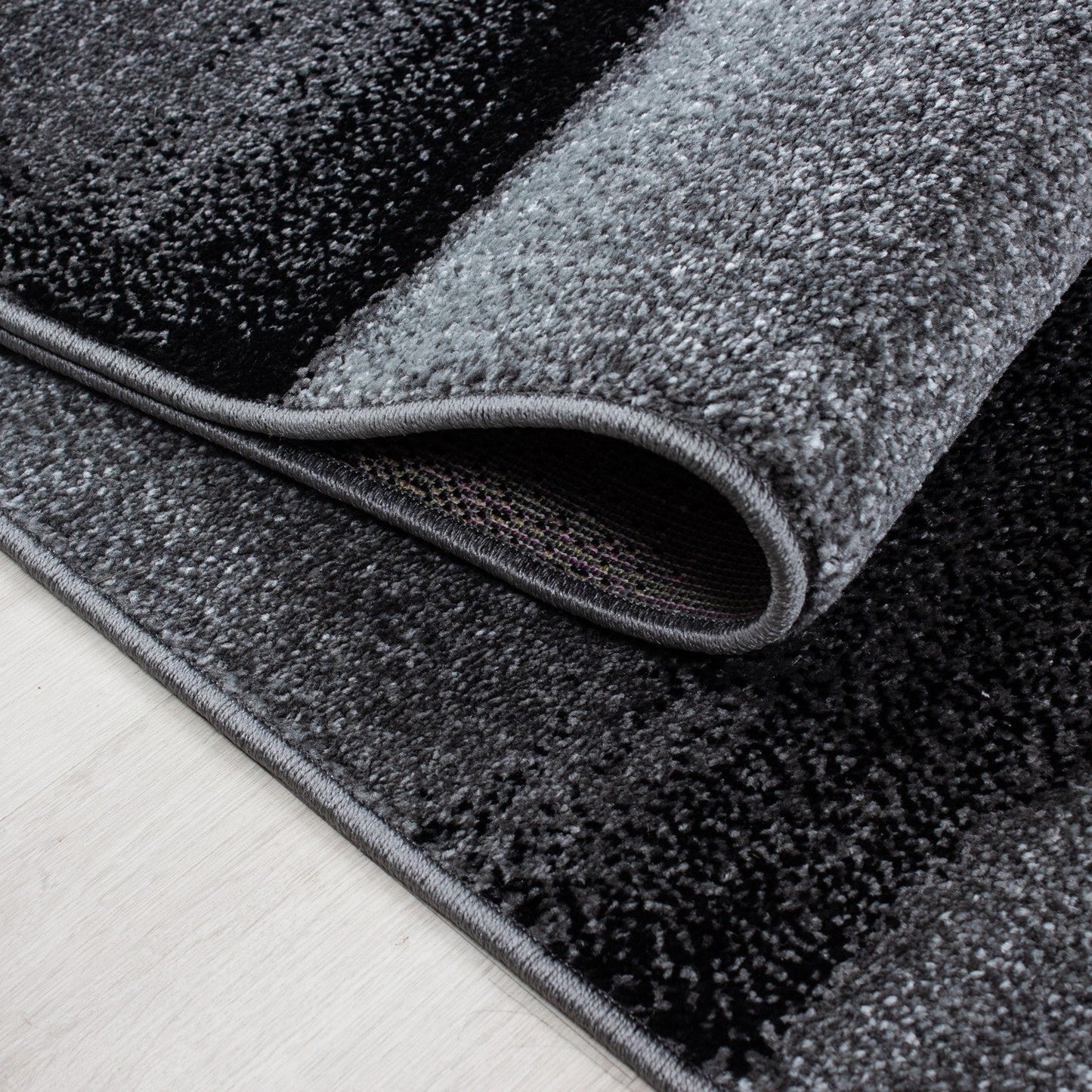 Teppich Modern Designer Wohnzimmer Abstrakt Wellen Muster Grau Schwarz