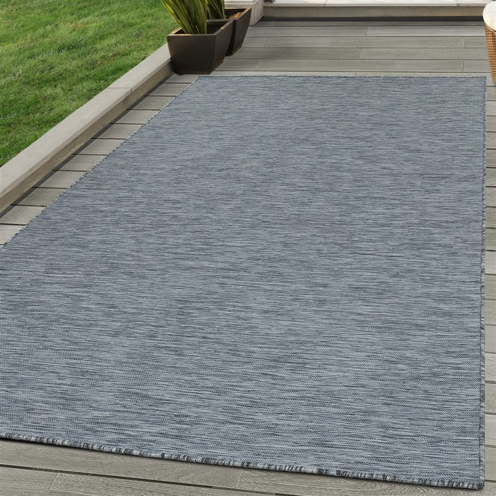 Teppich Sisal optik Flachgewebe Terrassen In- outdoor meliert Anthrazit Grau