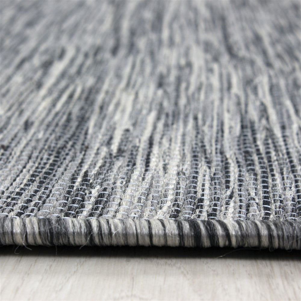 Teppich Sisal optik Flachgewebe Terrassen In- outdoor meliert Anthrazit Grau