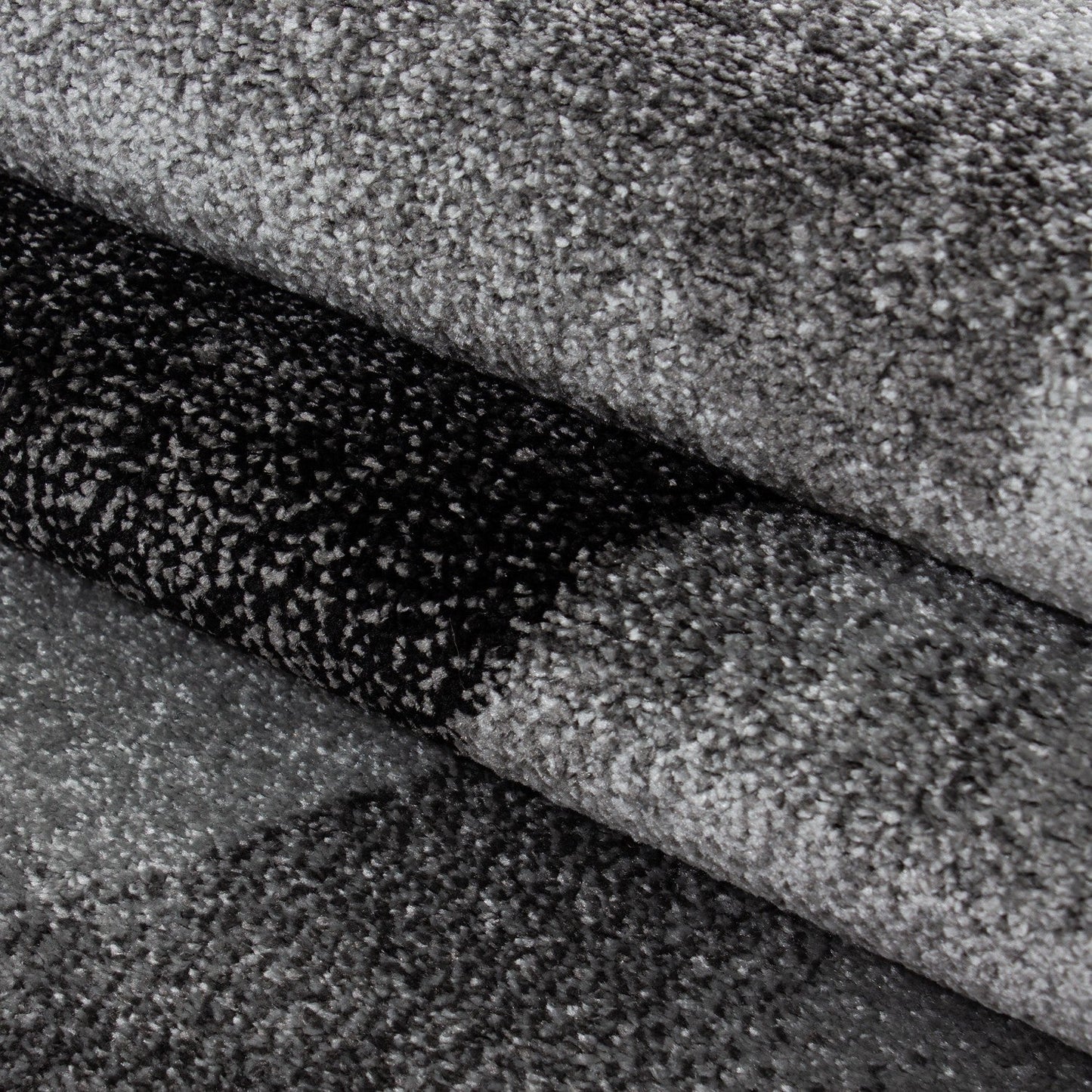 Teppich Modern Designer Wohnzimmer Abstrakt Wellen Muster Grau Schwarz
