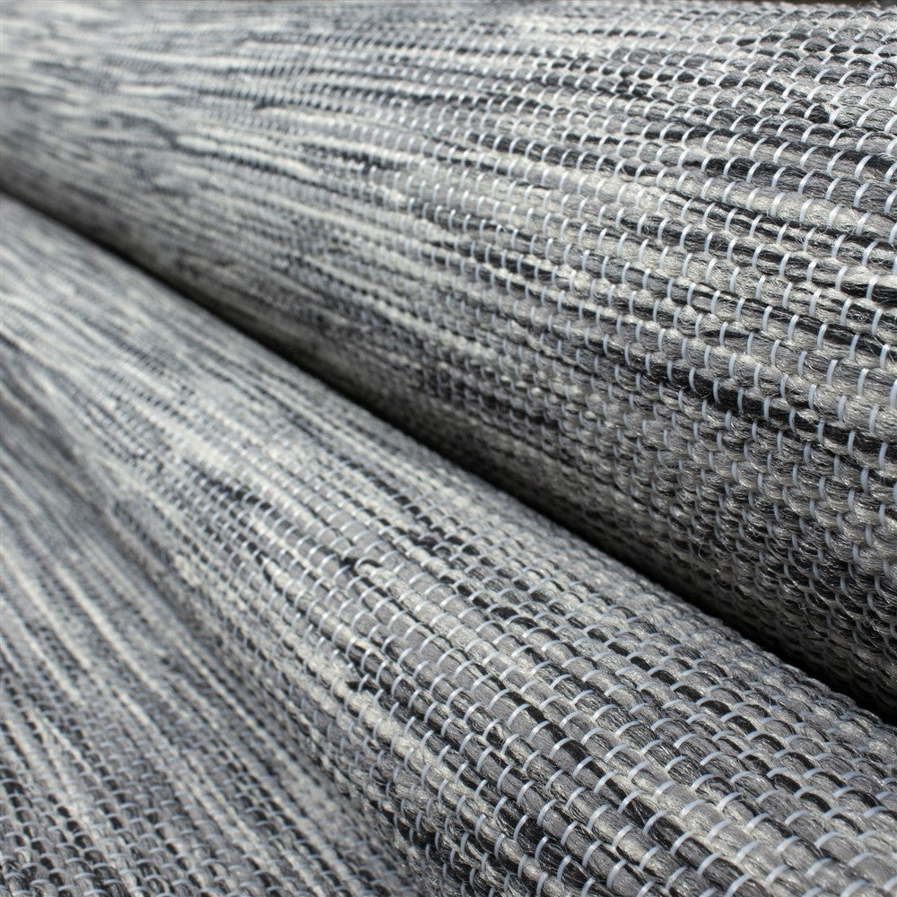 Teppich Sisal optik Flachgewebe Terrassen In- outdoor meliert Anthrazit Grau