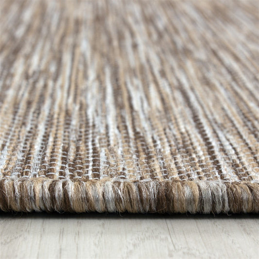 Teppich Sisal optik Flachgewebe Terrassen In- Outdoor Meliert Braun Beige Creme