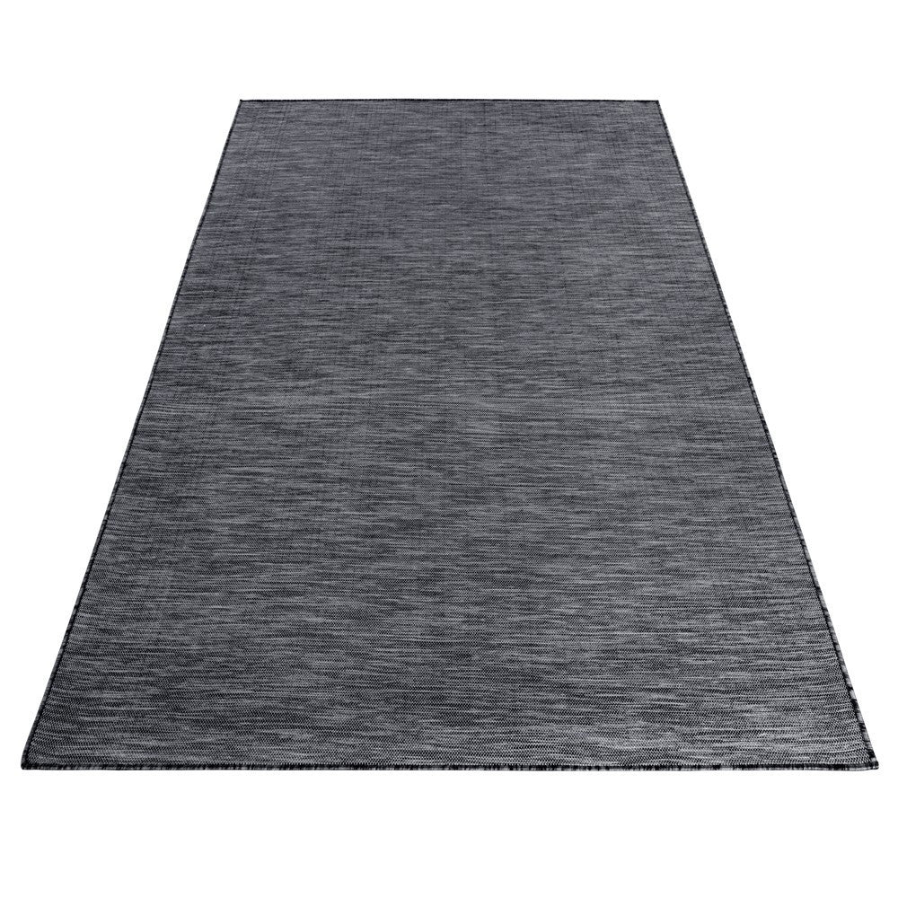 Teppich Sisal optik Flachgewebe Terrassen In- Outdoor Meliert Schwarz Grau