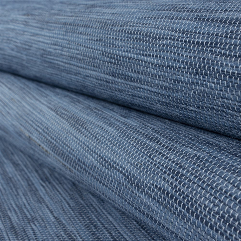 Teppich Sisal optik Flachgewebe Terrassen In- Outdoor Meliert Marineblau Blau