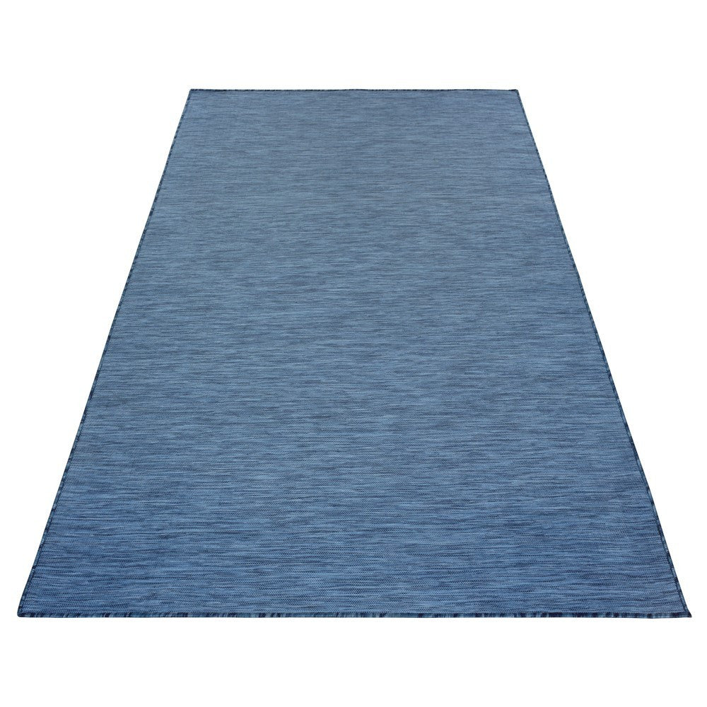 Teppich Sisal optik Flachgewebe Terrassen In- Outdoor Meliert Marineblau Blau