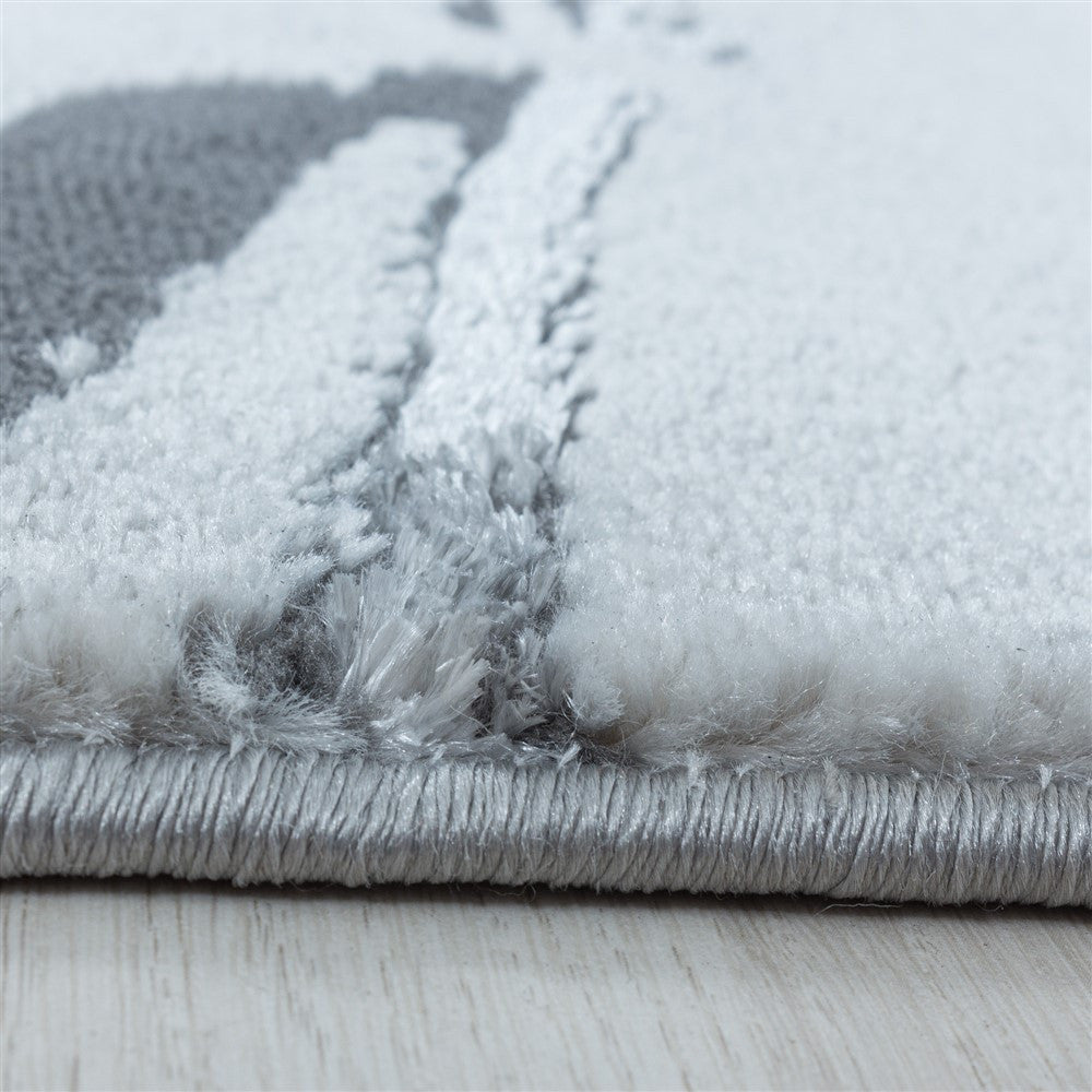 Wohnzimmerteppich Kurzflor Teppich Marmor Design Marmoriert Silber
