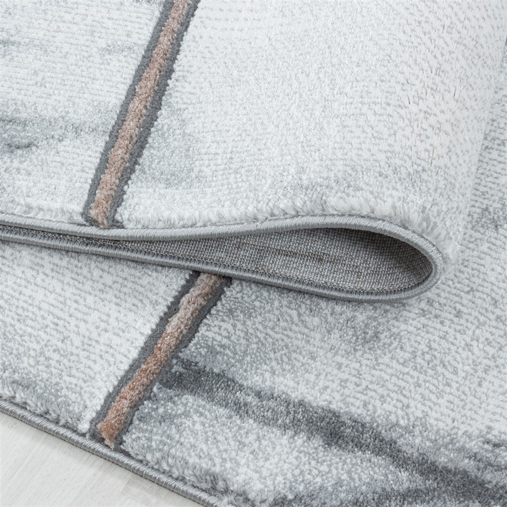 Wohnzimmerteppich Kurzflor Teppich Vierecke Design Marmoriert Bronze