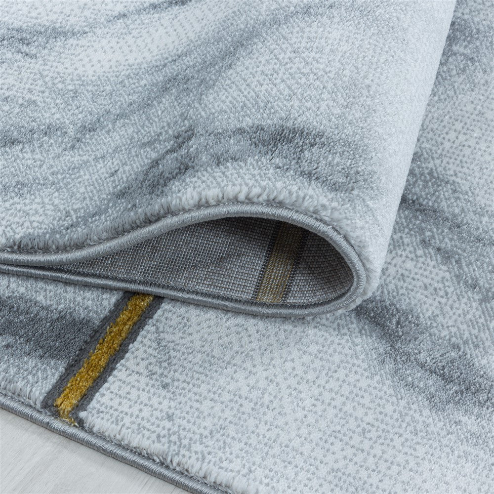 Wohnzimmerteppich Kurzflor Teppich Vierecke Design Marmoriert Gold