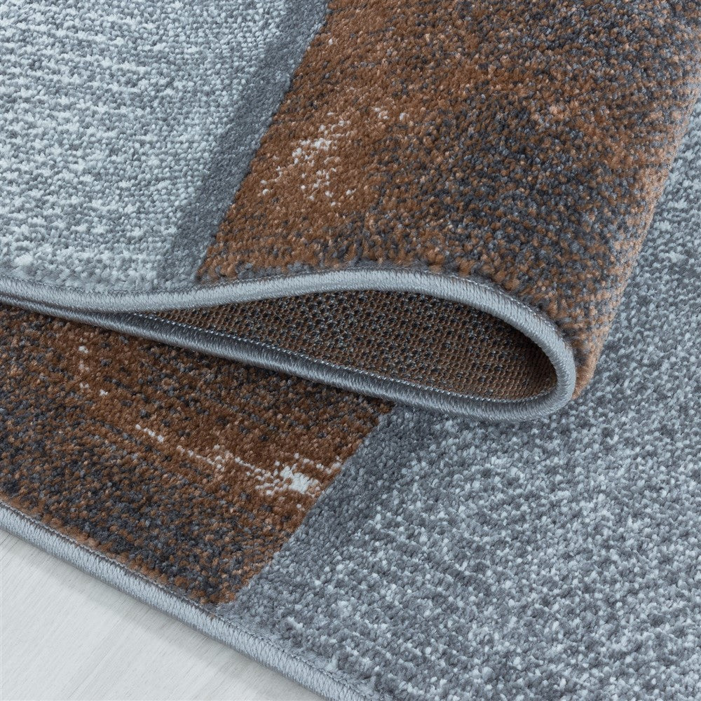 Wohnzimmerteppich Kurzflor Teppich Farbe Terra Quadrat Muster Marmoriert Weich