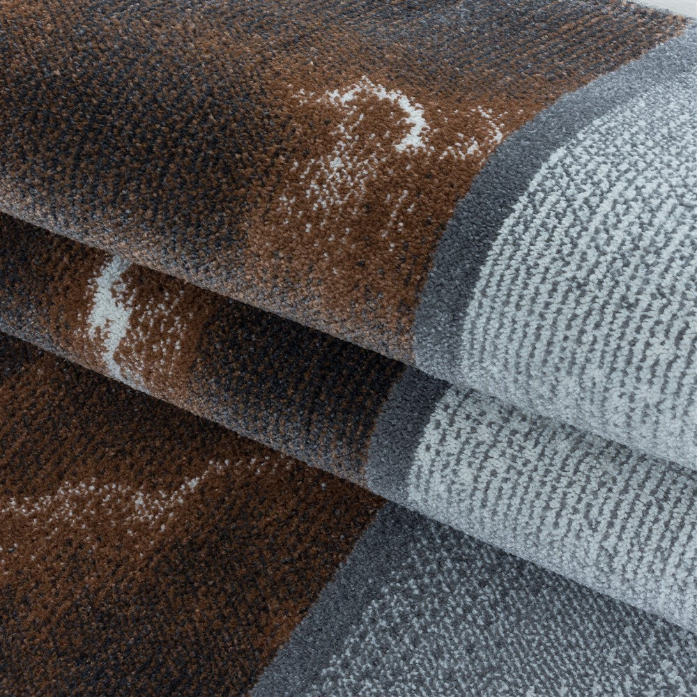 Wohnzimmerteppich Kurzflor Teppich Farbe Terra Quadrat Muster Marmoriert Weich