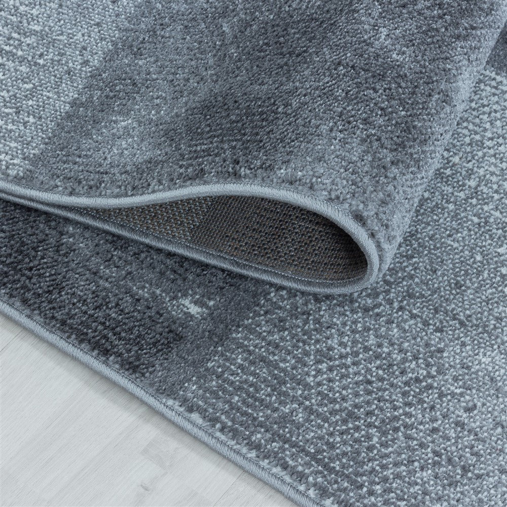 Wohnzimmerteppich Kurzflor Teppich Grau Hellgrau Quadrat Muster Marmoriert Weich
