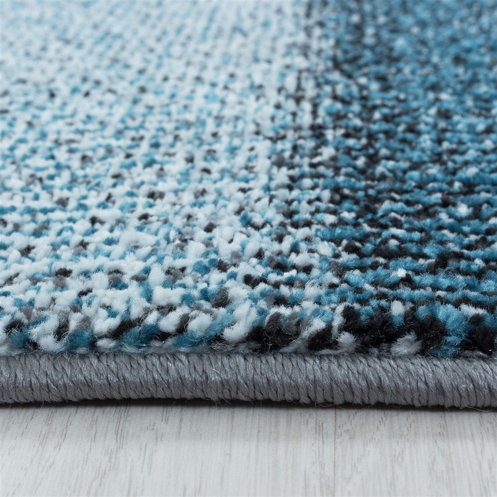 Kurzflor Teppich Modernes Quadrat Pixel Muster Weich Teppich Blau