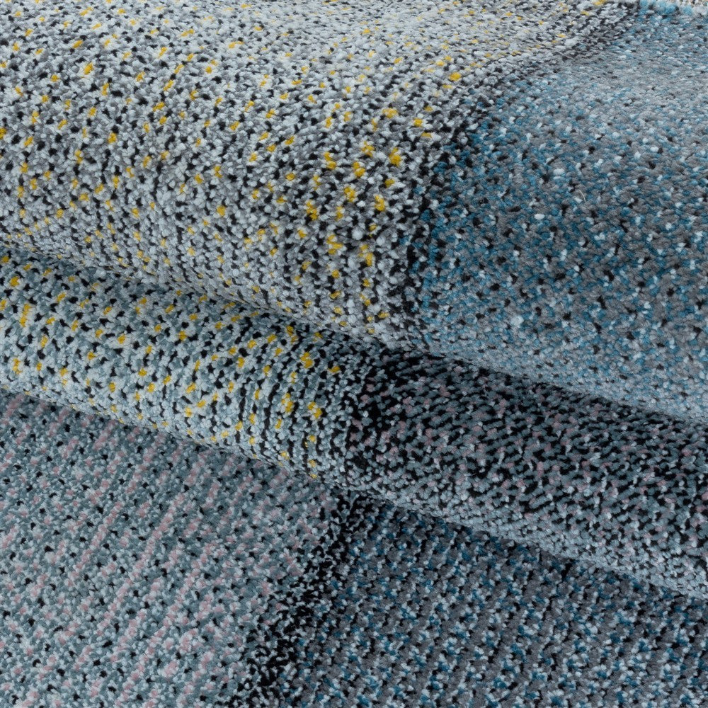 Kurzflor Teppich Modernes Quadrat Pixel Muster Weich Teppich Blau