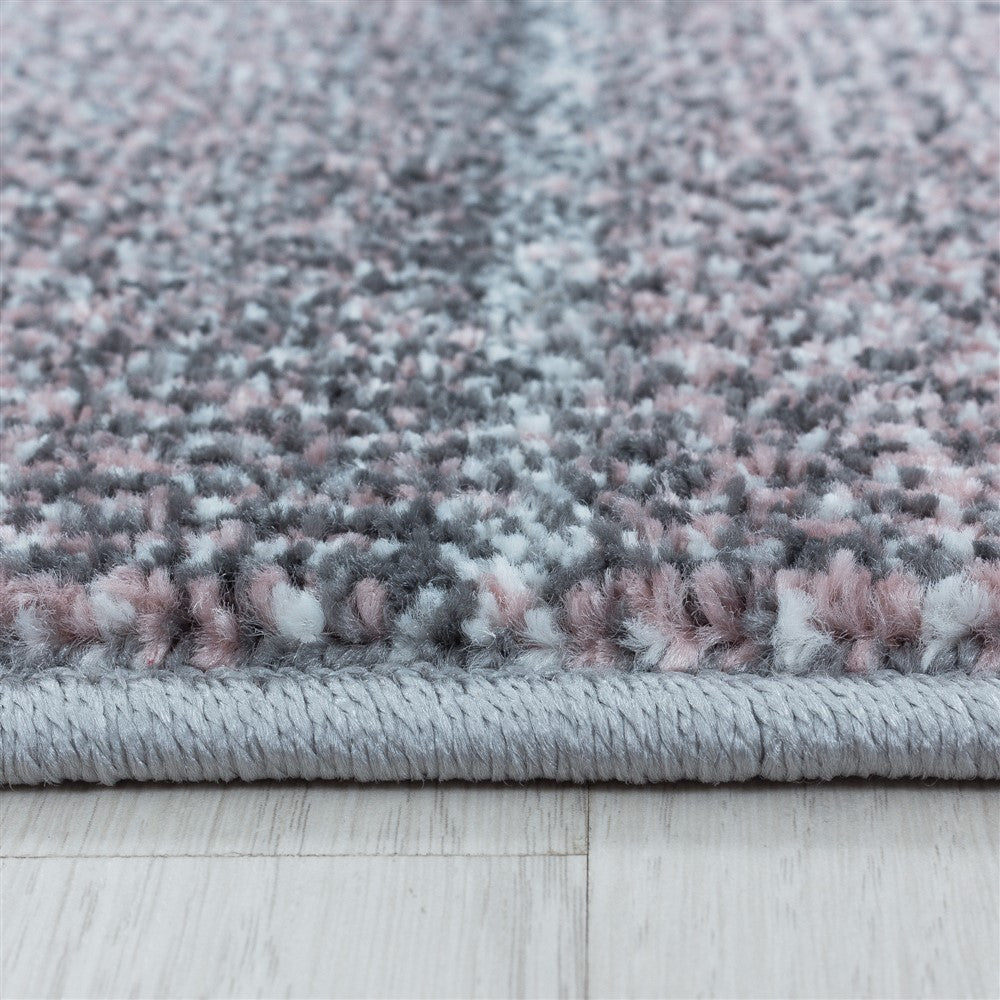 Kurzflor Teppich Zart Rosa Grau Modernes Quadrat Pixel Muster Teppich Weich