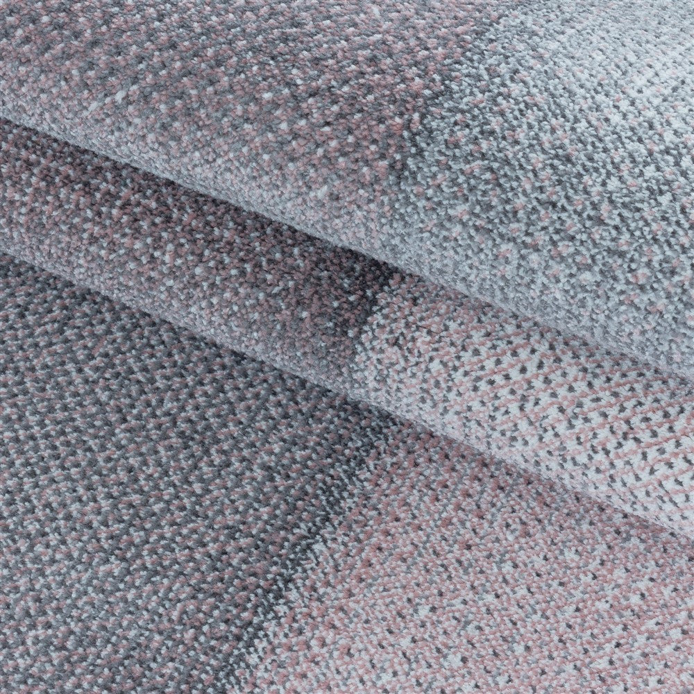 Kurzflor Teppich Zart Rosa Grau Modernes Quadrat Pixel Muster Teppich Weich