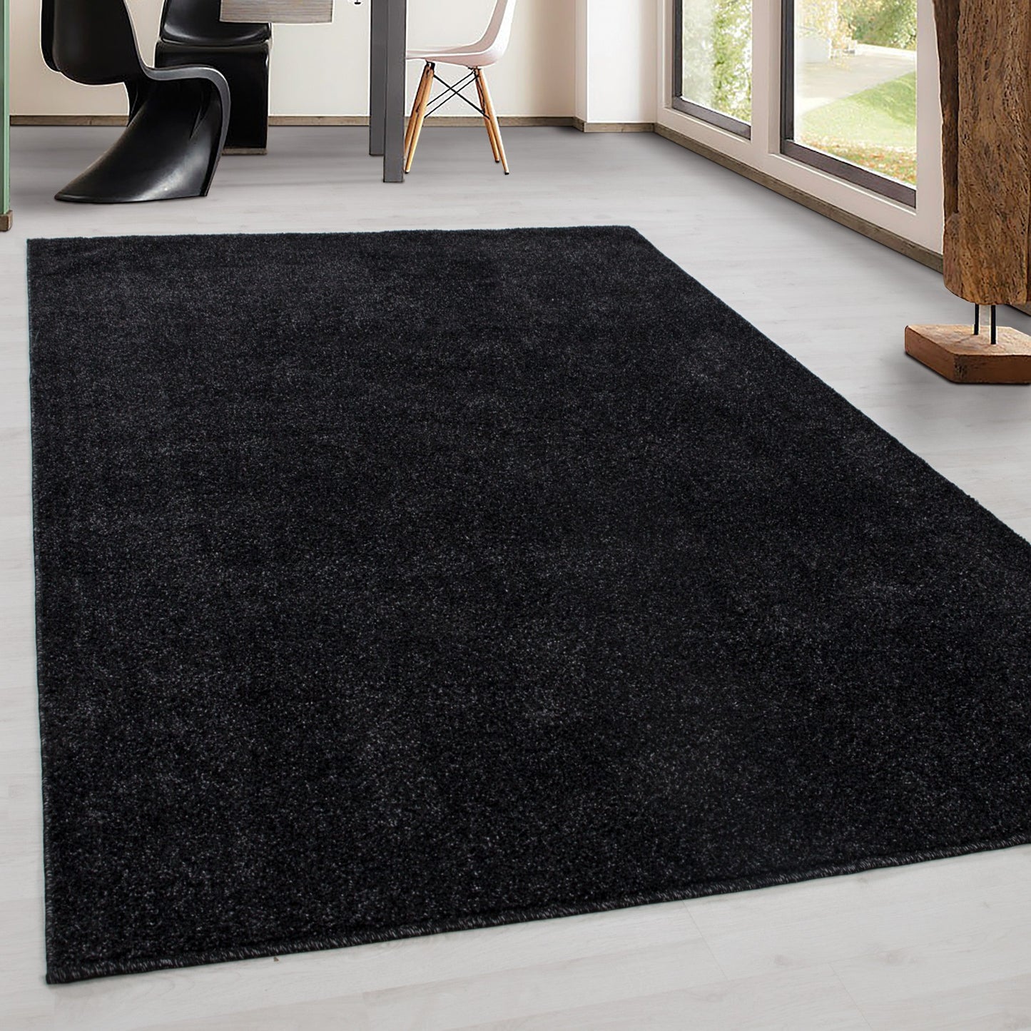 Teppich Kurzflor Modern Wohnzimmer Einfarbig Meliert Uni günstig ANTHRAZIT