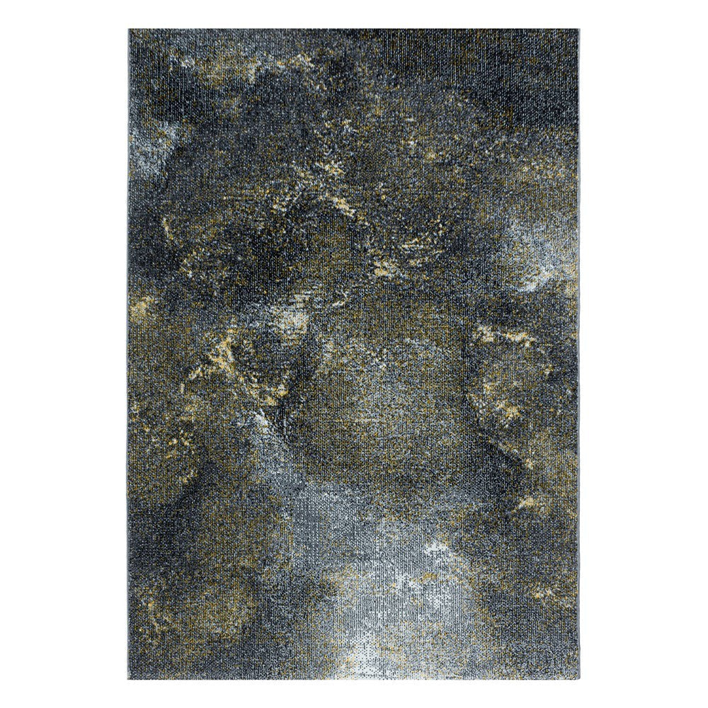 Wohnzimmerteppich Kurzflor Teppich Wolken Muster Marmoriert Weich Gelb