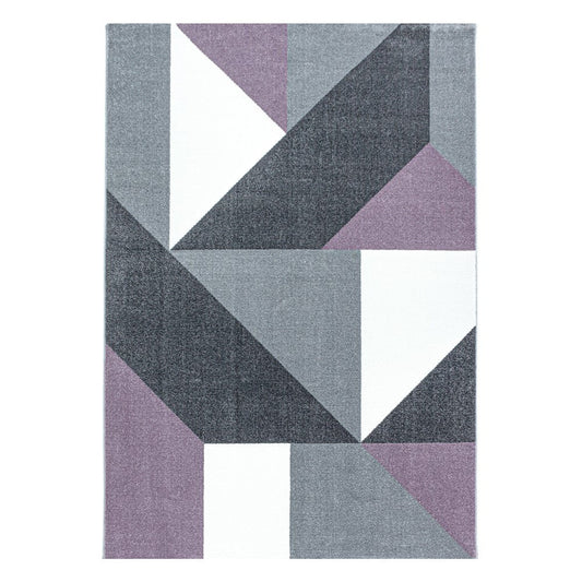 Wohnzimmerteppich Kurzflor Teppich Muster Geometrisch Modern Weich Lila