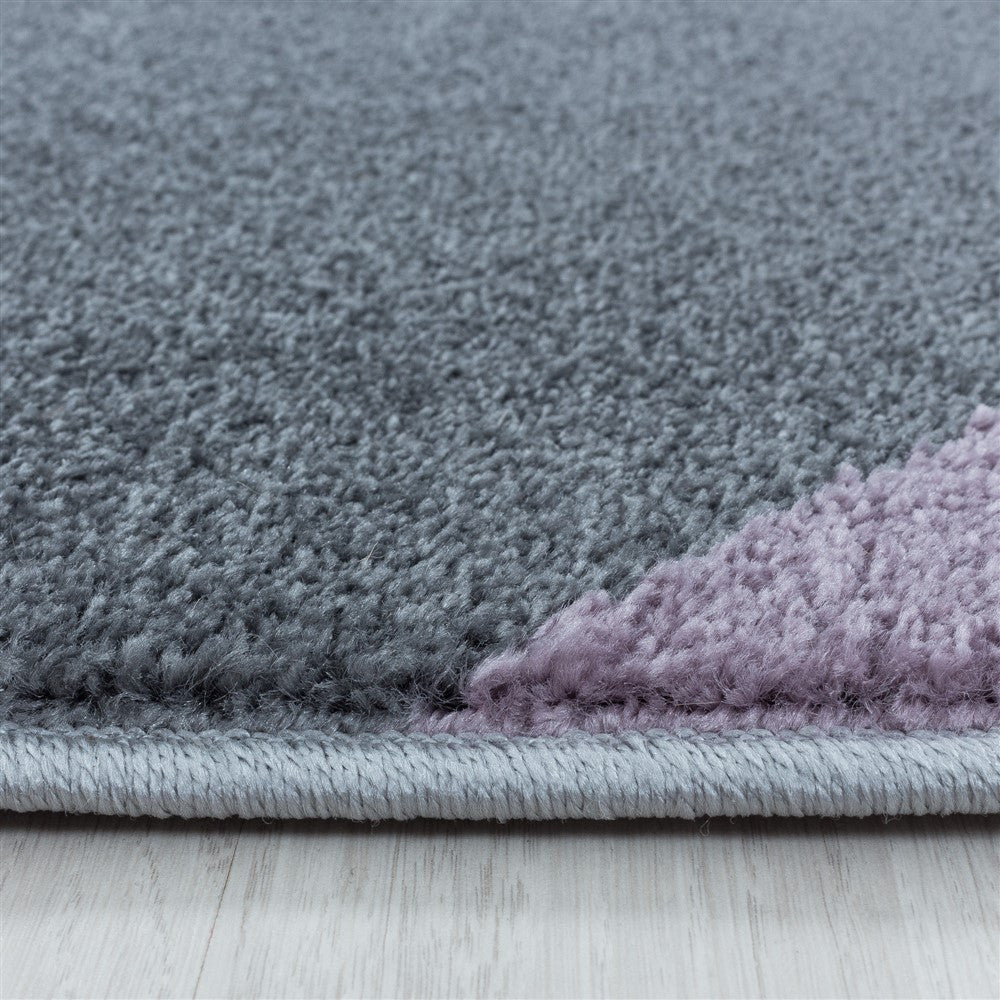 Wohnzimmerteppich Kurzflor Teppich Muster Geometrisch Modern Weich Lila