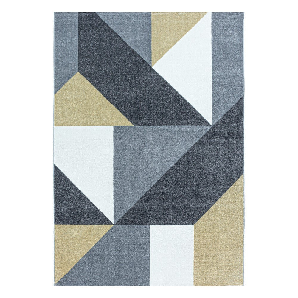 Wohnzimmerteppich Kurzflor Teppich Muster Geometrisch Modern Weich Gelb