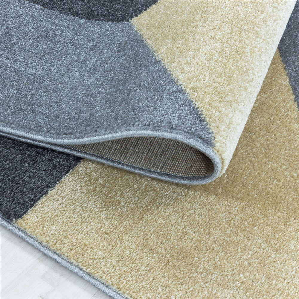 Wohnzimmerteppich Kurzflor Teppich Muster Geometrisch Modern Weich Gelb