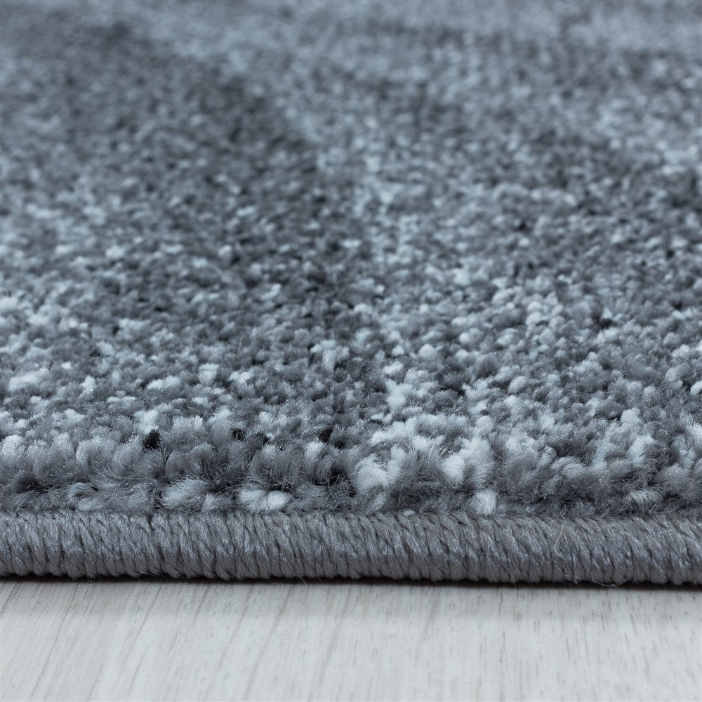 Wohnzimmerteppich Kurzflor Teppich Muster Modern Design Wellen Linien Weich Grau