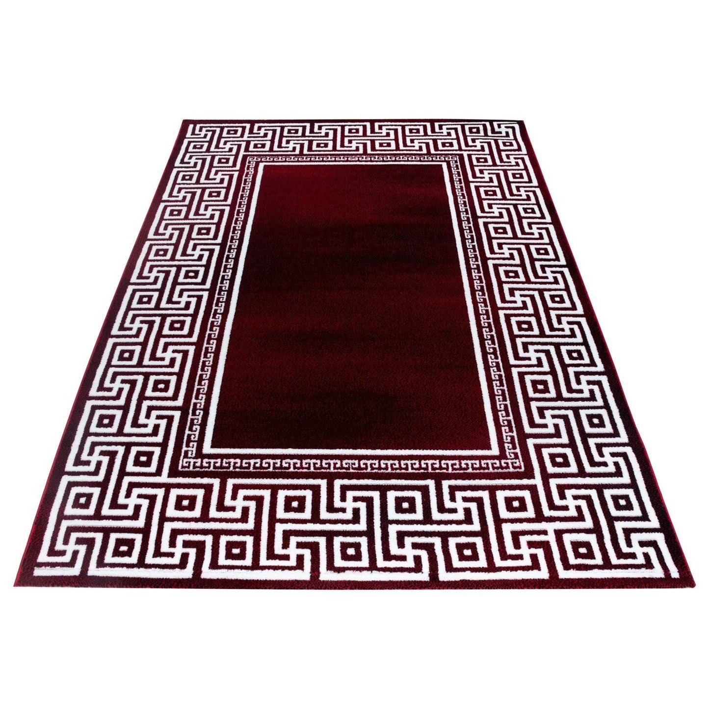 Teppich Modern Designer Geometrisch bordüre Optik Schwarz Rot Weiß