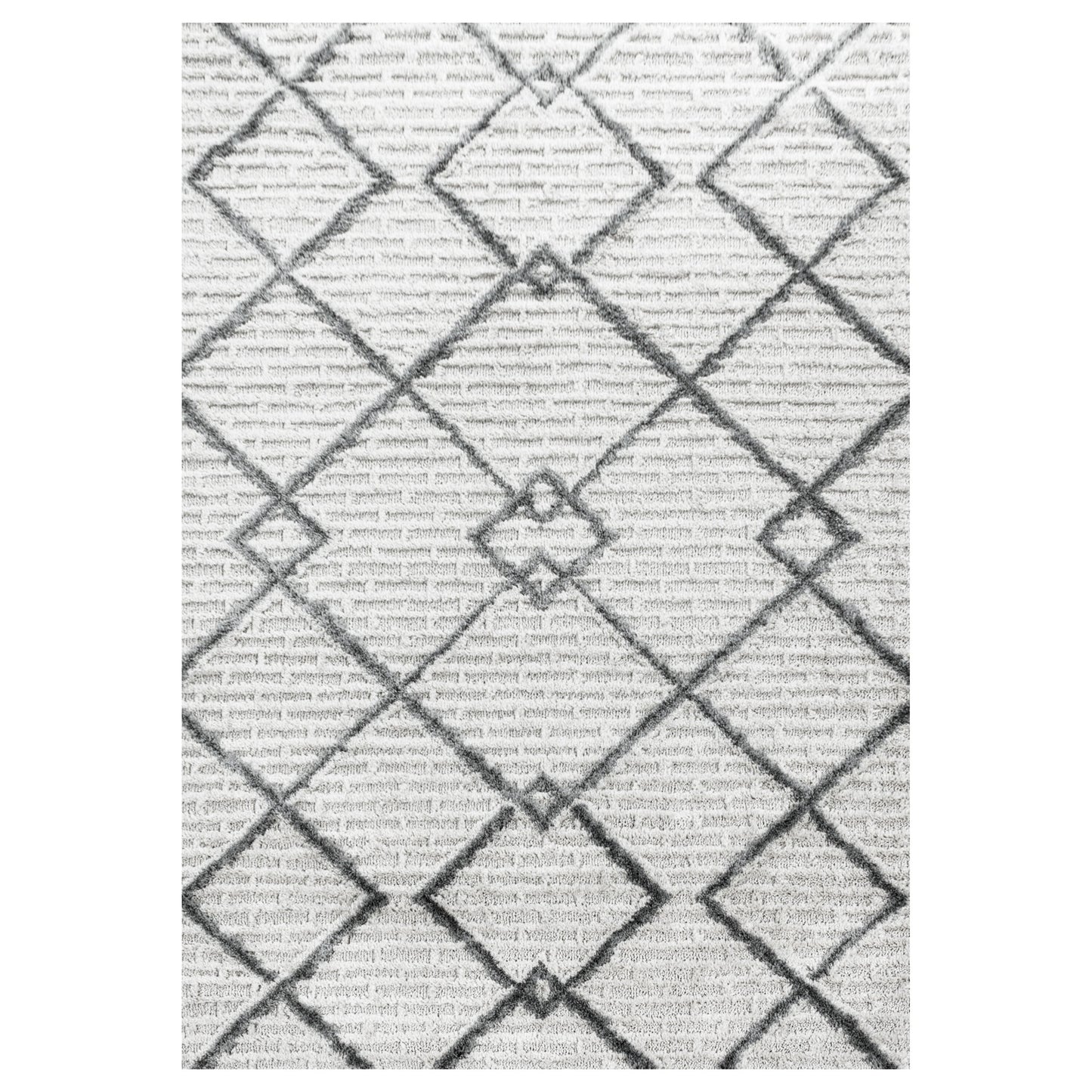 Kurzflor Design Teppich MIA Looped Flor Gitter Muster Abstrakt Creme