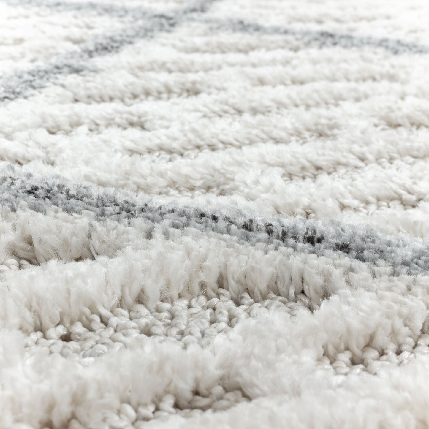 Kurzflor Design Teppich MIA Looped Flor Gitter Muster Abstrakt Creme