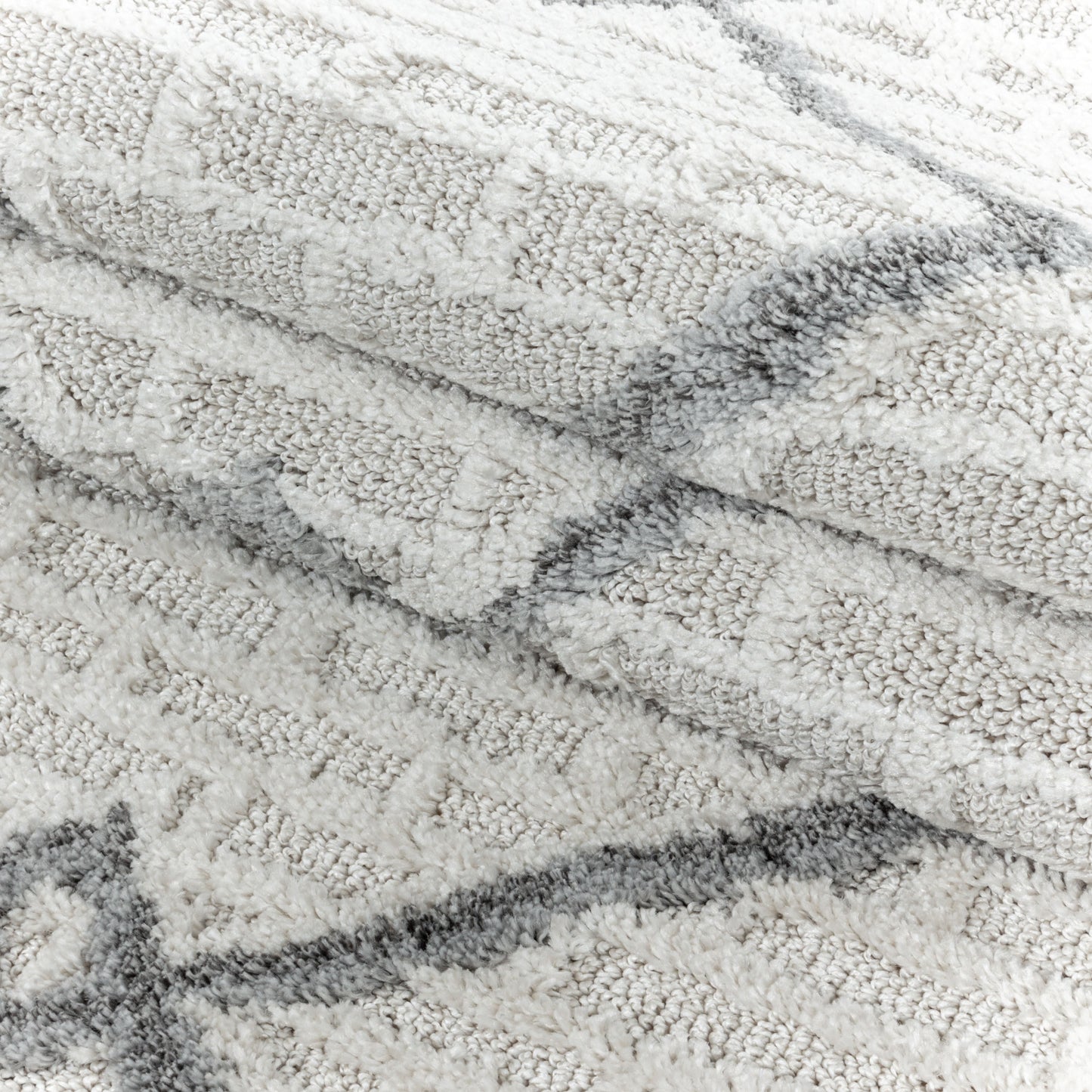Kurzflor Design Teppich MIA Looped Flor Gitter Muster Abstrakt Creme