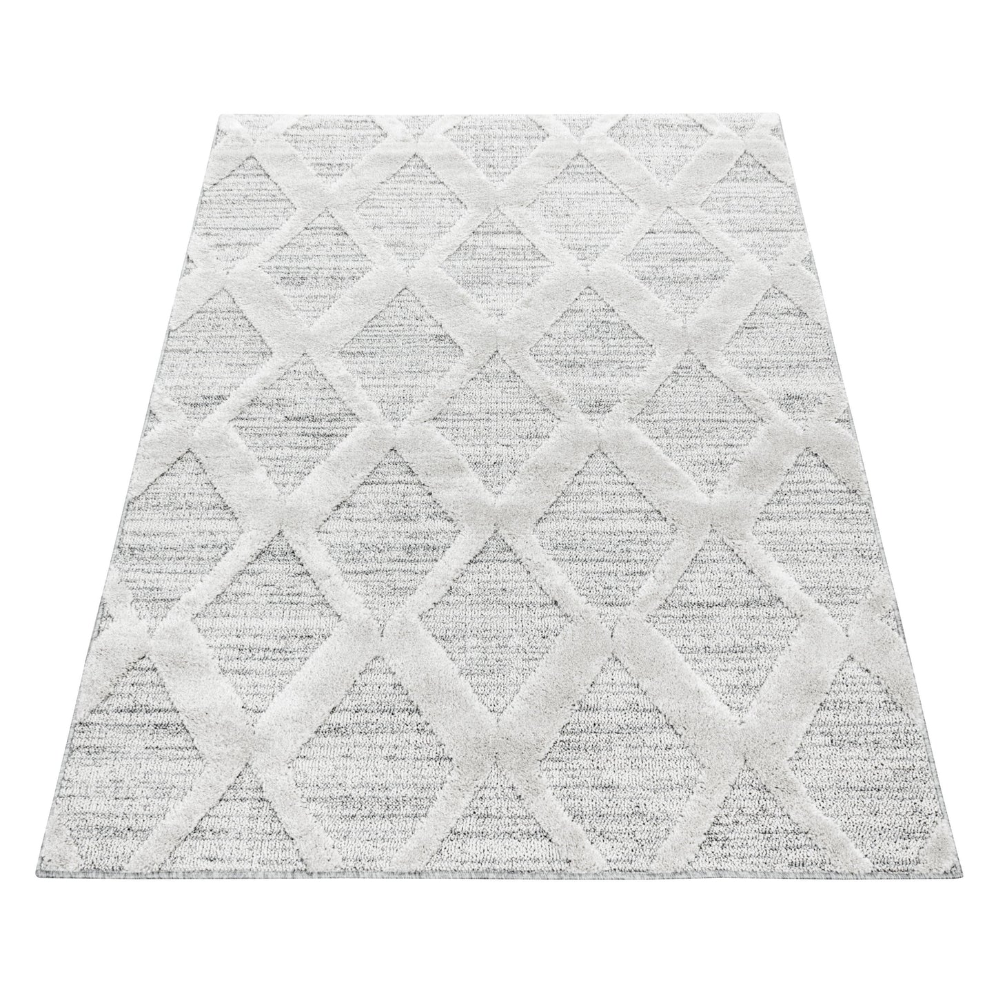 Kurzflor Design Teppich MIA Looped Flor 3-D Rauten Gitter Muster Abstrakt
