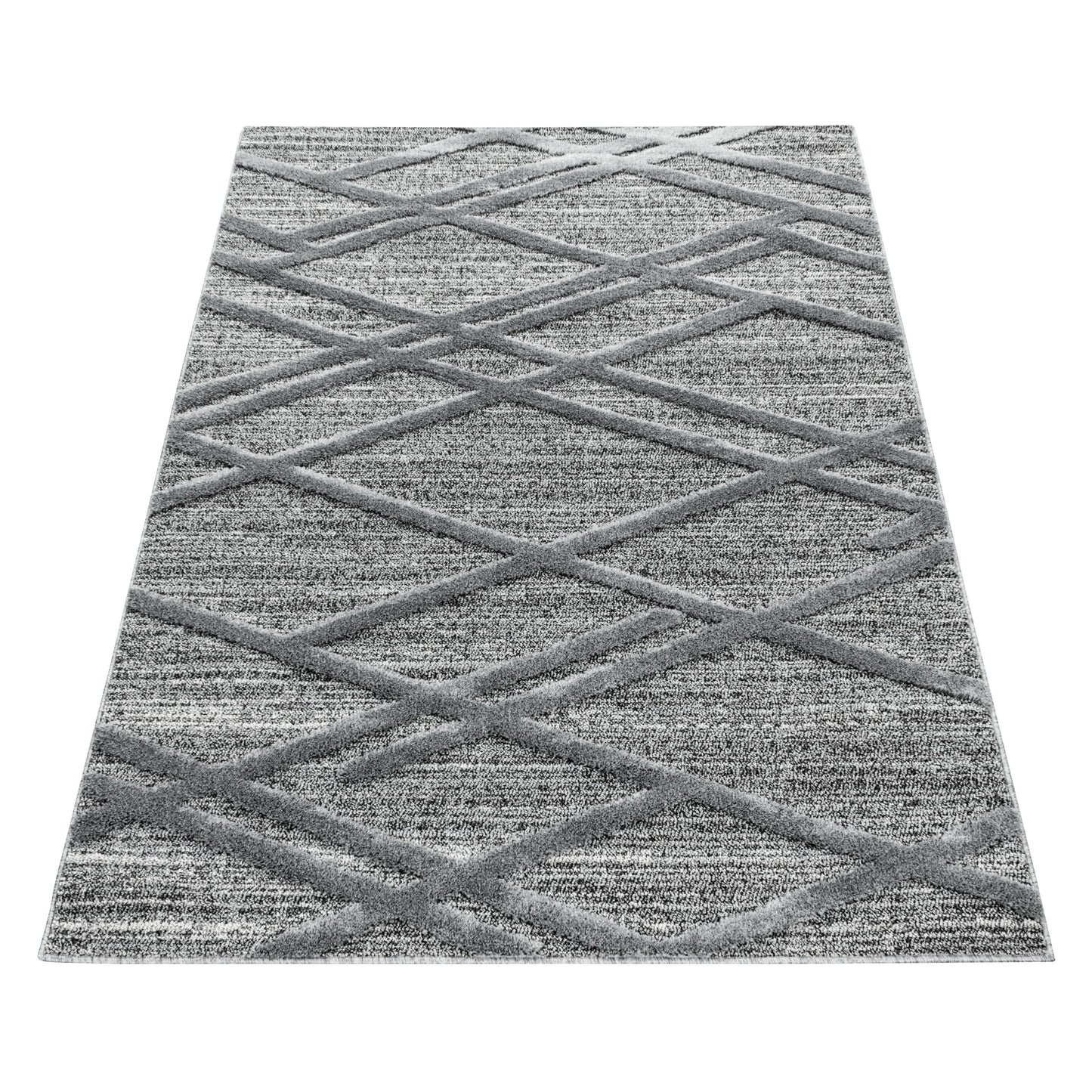 Kurzflor Design Teppich MIA Looped Flor 3-D Linien Gitter Muster